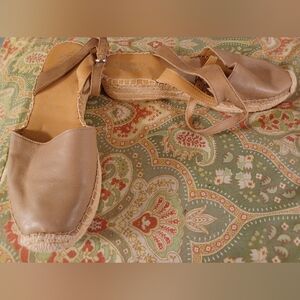 Franco Sarto Lariza 10 Leather Espadrilles Heels Shoes